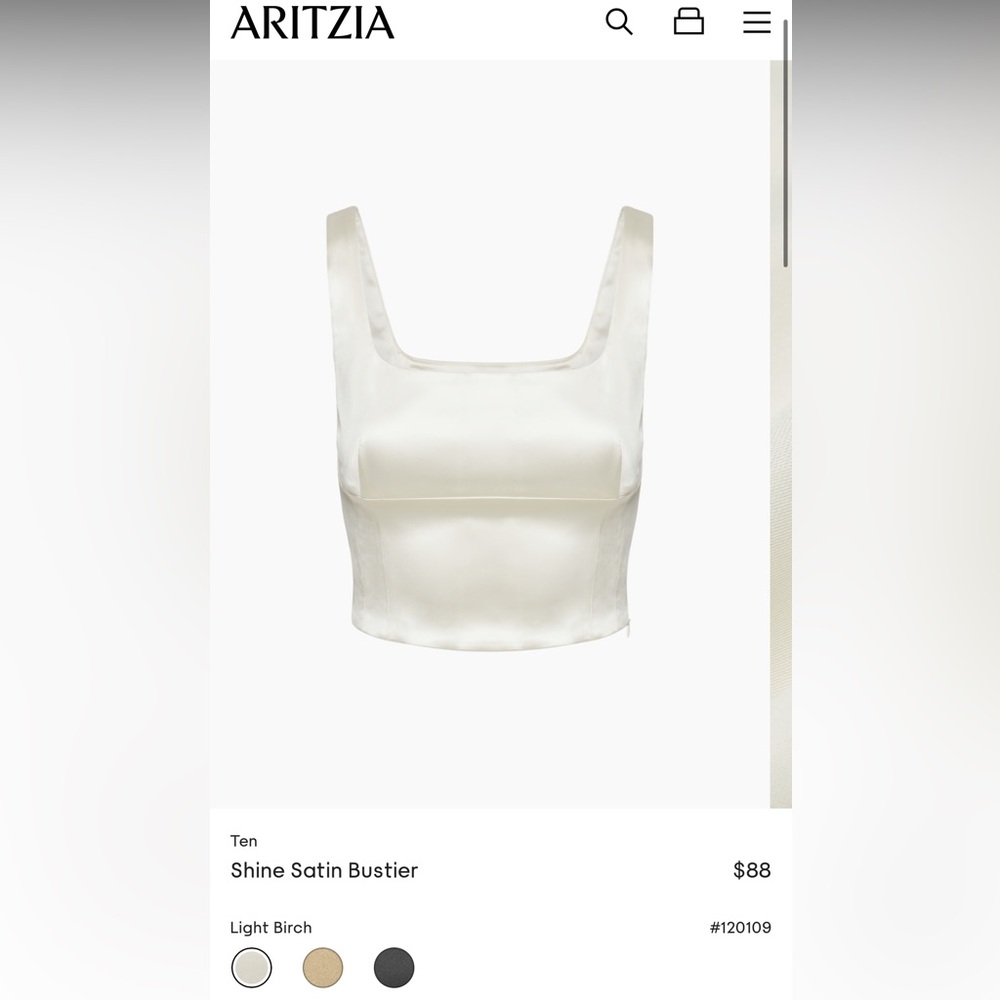 Aritzia Shine Satin Bustier